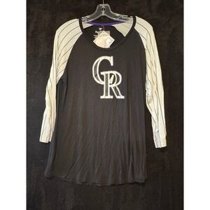 Fanatics Colorado Rockies MLB Baseball Pinstripe Sleeve‎ Shirt Womens L